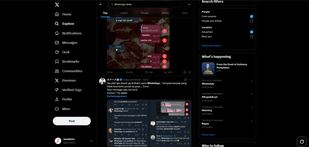 WhatsApp Down Malam Ini, Pengguna di Indonesia Ramai-Ramai Keluhkan Gangguan