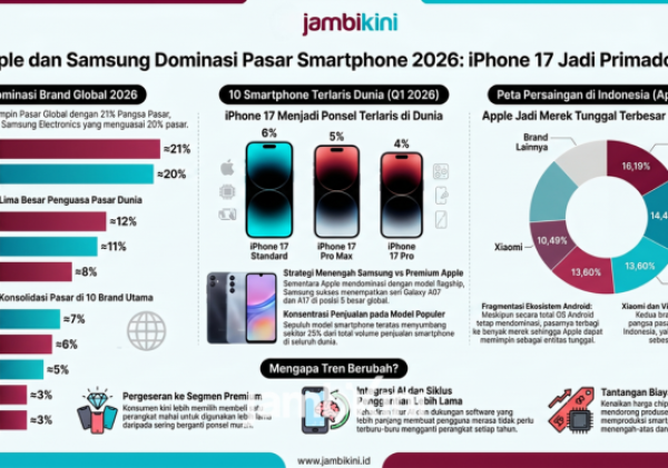 Apple dan Samsung Dominasi Pasar Smartphone 2026, iPhone 17 Jadi Ponsel Terlaris Dunia